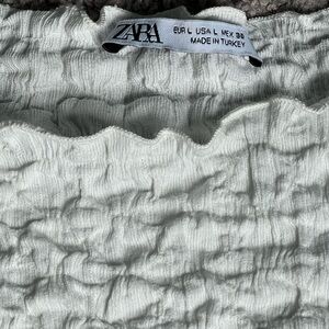 Zara Crinkled Cream Blouse